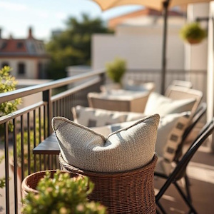 Custom terrace awning and textile accessories for balconies or decks